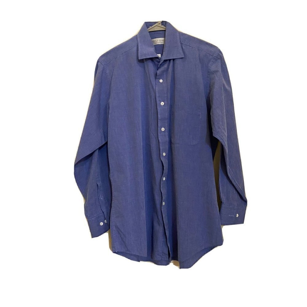 Bentley Square Mens Dress Shirt 15.5 32/33 Blue